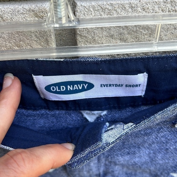 Old Navy Everyday Short Linen Blend Blue/White Palm Print Sz 8 - Picture 4 of 10